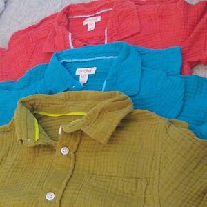 Cat & Jack Red, Blue, and Green Kids Button-Down Shirts, Set of 3